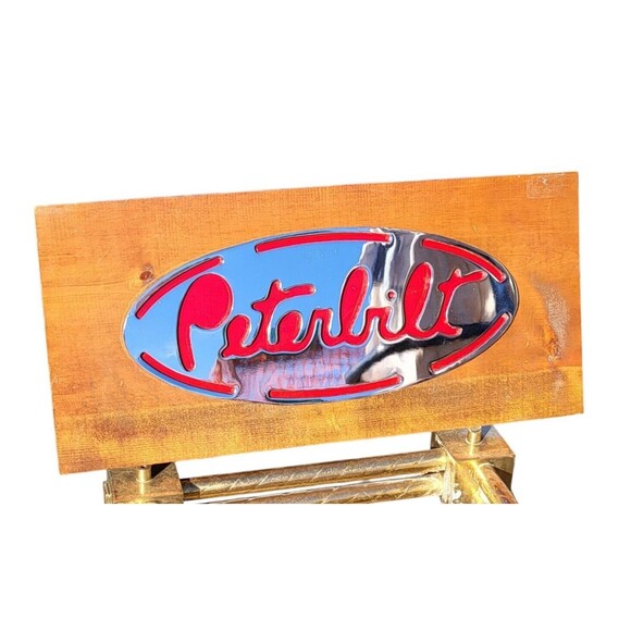 Vintage Peterbilt Wood Chrome Wall Hanging Plaque Trucker Mancave Mechanic Shop - Picture 3 of 10